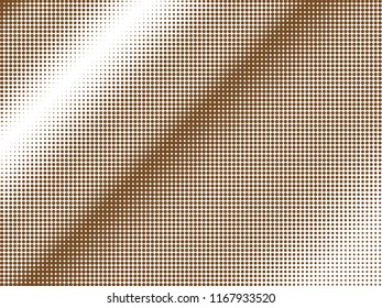 Brown halftone dots. White and brown geometric gradient for pop art designs. Geometric vintage monochrome fade wallpaper. Pop art print. Dotted geometric retro pattern. Comic halftone background.