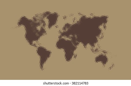 Brown halftone world map