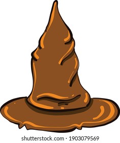 Brown halloween hat, illustration, vector on a white background.