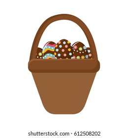 brown hamper with eggs easter inside