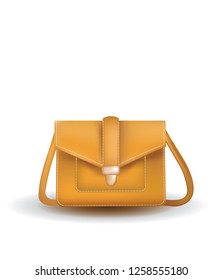 Brown hand bag. vector illustration 