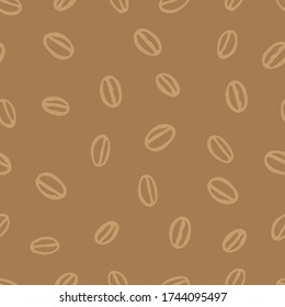 A Brown hand drawing vector illustration of a group of coffee beans is on a brown background