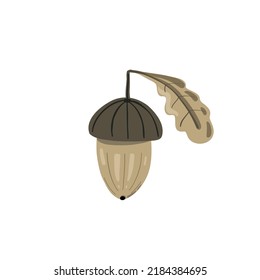 Braunes handgezeichnetes Korn mit Blatt. Hochwertige Illustration