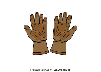 Ilustración vectorial de guantes de mano marrones: cobertura de mano duradera para protección y agarre ideal para trabajo y seguridad