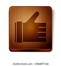 Brown Hand like icon isolated on white background. Wooden square button. Vector Illustration