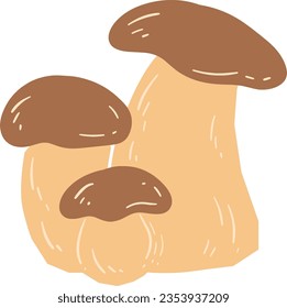 Brown Handdrawn Organic Mushroom Element