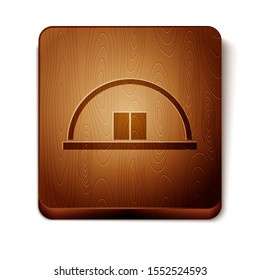 Brown Hangar icon isolated on white background. Wooden square button. Vector Illustration