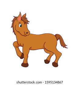 Brown happy Horse cartoon isolated