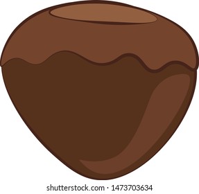 A brown hard shell nut, vector, color drawing or illustration.