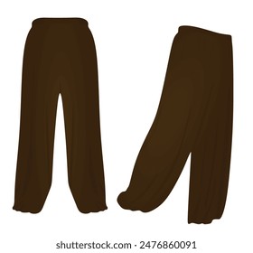 Pantalón harem marrón. Ilustración vectorial