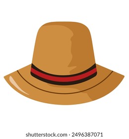 Brown hat accessory vector illustration, fedora hat clip art, summer hats clipart image isolated on white background
