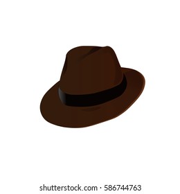 Brown hat with black ribbon
