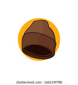 brown hat hiking summer cold vector icon