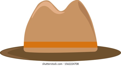 Sombrero marrón, ilustración, vector sobre fondo blanco.