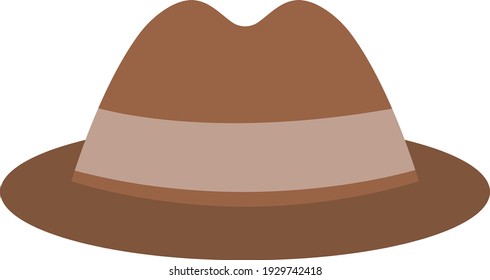 Brown hat, illustration, vector on white background.