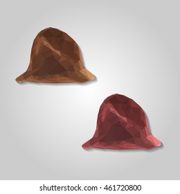 Brown hat isolated low resolution flat triangle polygon vector eps10