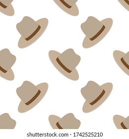 Brown hat seamless pattern wallpaper