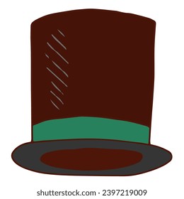 brown hat top hat vector illustration