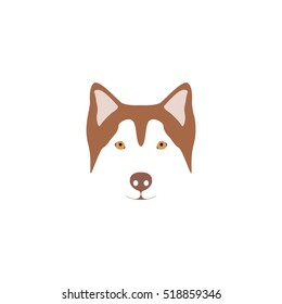 Brown head of a dog breed Siberian Husky with blue eye. Easy recolor design element.