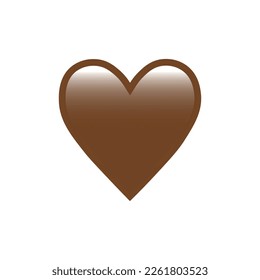 Emoji de corazón marrón aislado en un fondo blanco. Símbolo de emoticonos moderno, simple, vector, impreso en papel. para el diseño de sitios web, aplicación móvil e interfaz de usuario. Ilustración vectorial