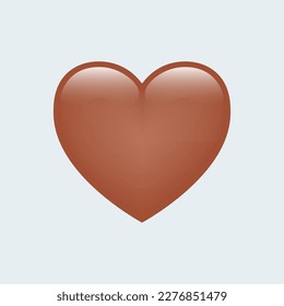 Brown heart emoji isolated on white background. Emoticons symbol modern, simple, vector, printed on paper. icon for website design, mobile app, and UI. Vector Illustration
