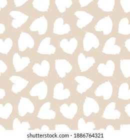 Brown Heart shaped brush stroke seamless pattern background for fashion textiles, graphics