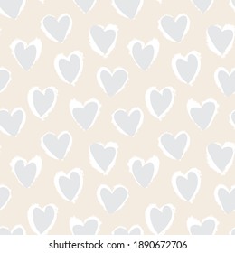 Brown Heart shaped brush stroke seamless pattern background for fashion textiles, graphics