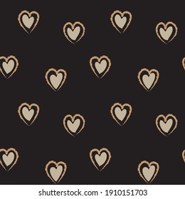 Brown Heart shaped brush stroke seamless pattern background for fashion textiles, graphics