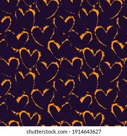 Brown Heart shaped brush stroke seamless pattern background for fashion textiles, graphics