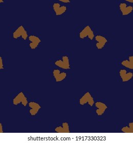 Brown Heart shaped brush stroke seamless pattern background for fashion textiles, graphics