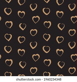 Brown Heart shaped brush stroke seamless pattern background for fashion textiles, graphics