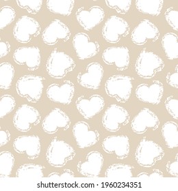 Brown Heart shaped brush stroke seamless pattern background for fashion textiles, graphics