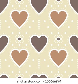 brown heart wallpaper, seamless pattern 