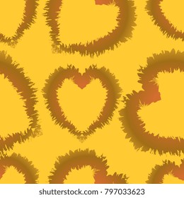 brown hearts on a yellow background