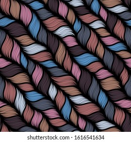Brown heather marl tweed knit texture background. Blanket stitch seamless  pattern. Homespun faux woolen fabric structure textile. Yarn melange all over print.