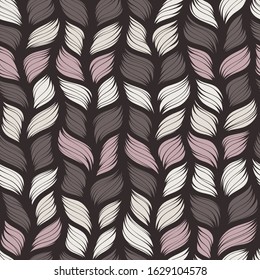 Brown heather marl tweed knit texture background. Blanket stitch seamless  pattern. Homespun faux woolen fabric structure textile. Yarn melange all over print.