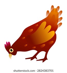 brown hen bird pecking ground farm poultry animal feather
