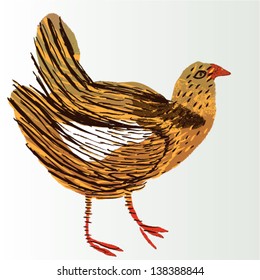 brown hen, chicken hand made illustration, watercolor style