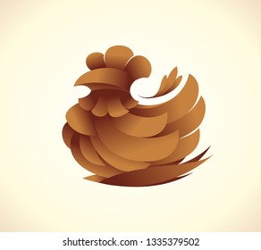 Brown hen symbol vector logo concept