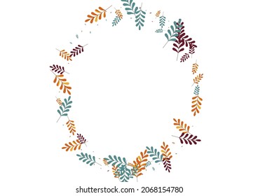 Brown Herb Background White Vector. Leaf Organic Illustration. Red Plant. Gold Leaves Wood. Decoration Texture.
