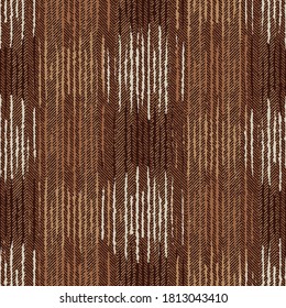 Brown Herringbone Stroke Textured Broken Striped Pattern