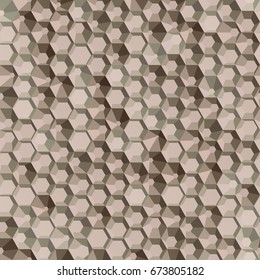 Brown hexagon polygon seamless background.