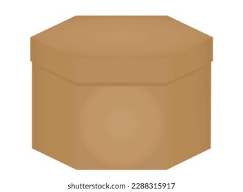 Brown hexagon present box. vector illustration