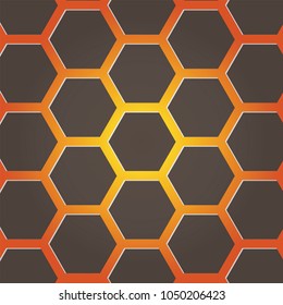 brown hexagons with orange testimony and light glare