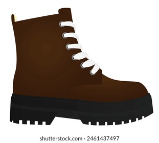 Brown high heel lace boot. vector