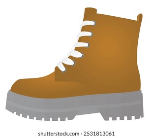 Brown high heel lace boot. vector