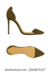 Brown  high heel sandal. vector illustration