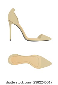 Brown  high heel sandal. vector illustration