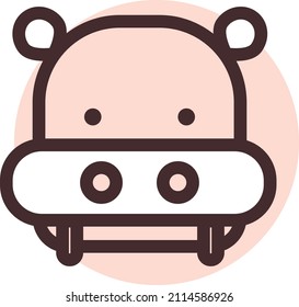 Brown hippopotamus head, illustration, vector on a white background.