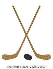 Brown hockey sticks . vector illustration